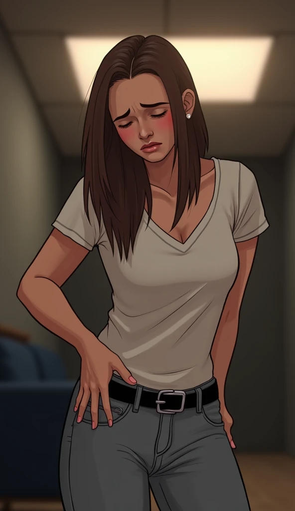 Multiple penises,Slender and sexy woman,,deep throat ,Black thigh-high boots,Beige jean shorts,White dress shirt,Roll up your sleeves,In the toilet,his arms are chained behind his back,,Multiple men,Put your hands behind your back,semen,rape,Sex,Creampie,Folded ponytail,semen,profile,Anal,