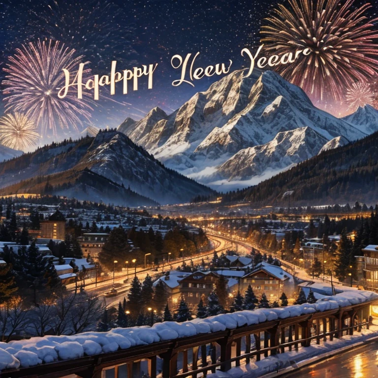 new year, mountain, night