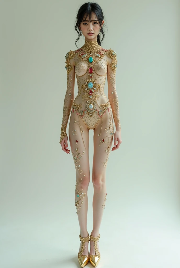 french female, 18yo, very skinny, rexic, very small breUDE, chel, smile, naked, cinemphoto introduce, Dream of, alien-themed Luxury fashion glimmering transformation, Alabaster and Beige fractal art, National Geographic, biomorphic forms, really long "The Fields of Strength", Geometric patterns, Luxury fashion, often for designer brands, High-quality materials, or exclusive luxury. . extraterrestrial, cosmic, otherworldly, arcane, Science-Fiction, muito detalhado, introduce, Dream of, alien-themed Luxury fashion glimmering transformation, 35mm Photography, film, bokeh, Specialist, 4K, muito detalhado