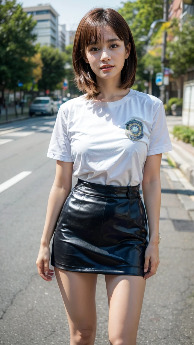 ultra realistic, Ultra High Definition, Attractive and sexy type , Very vivid surroundings, looking up at viewer, Solo 18 years old, (((oversized t shirt and short pants:1.3))), blonde hairs, 1.5m distance , HDR, Very high image quality, Cinematic Footage. Natural location, Natural Body Anatomy. White skin. Slim Body. large full breasts
