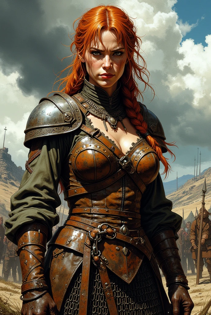 (((nude fantasy illustrations of by Elmore_Style_LX))) , standing pose, Witches and warriors, sexy, skimpy, slutty, red head supermodel witch, adventure, cinematic, epic outdoor location, fantasy illustration, cinematic scene by forgotten realms, 1woman barbarian, skimpy armor, Huge breasts, bikini armor, sexy barbarian nude , with sword with a magic items, in the background epic winter sunset Fantasy masterpiece by Larry Elmore , dragonlance , <lora:Elmore_Style_LX-000010:0.8>