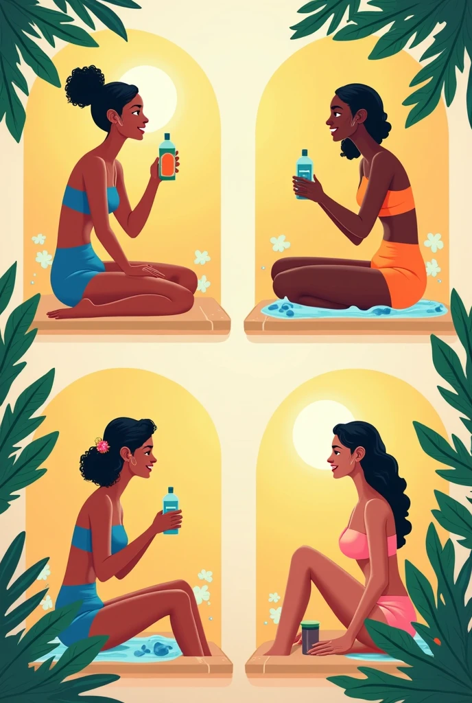 Flat design, girl in a swimsuit with a racket, Colorful tones, a purity, higly detailed, vector image,