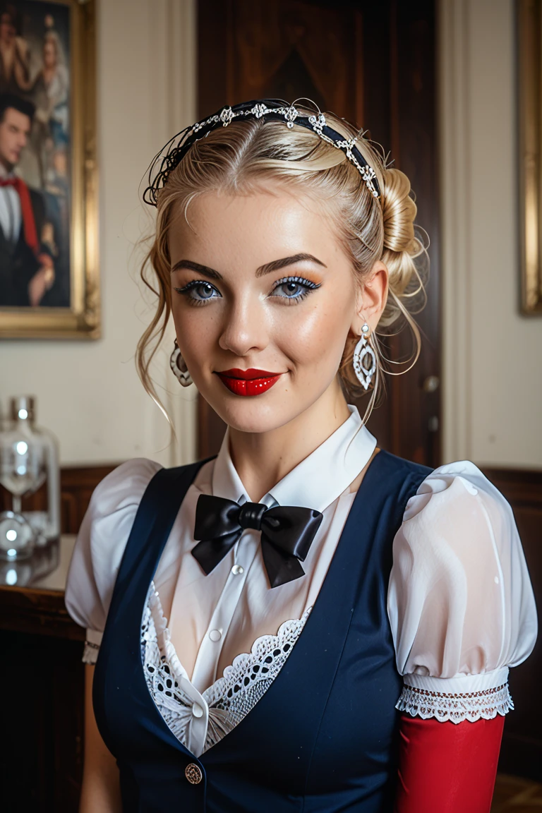 Une jeune femme de 24 ans avec de longs cheveux bruns légèrement ondulés, des yeux clairs perçants (teinte bleue ou verte), et des traits doux et harmonieux. Son regard est captivant, reflétant à la fois douceur et confiance. Elle porte une tenue élégante mais décontractée, avec une lumière naturelle douce illuminant son visage, mettant en valeur ses beaux yeux et ses cheveux brillants. L’arrière-plan est flou, peut-être un jardin ou un parc ensoleillé, pour garder l’attention sur son visage. Style réaliste, attention aux détails du visage et des cheveux 