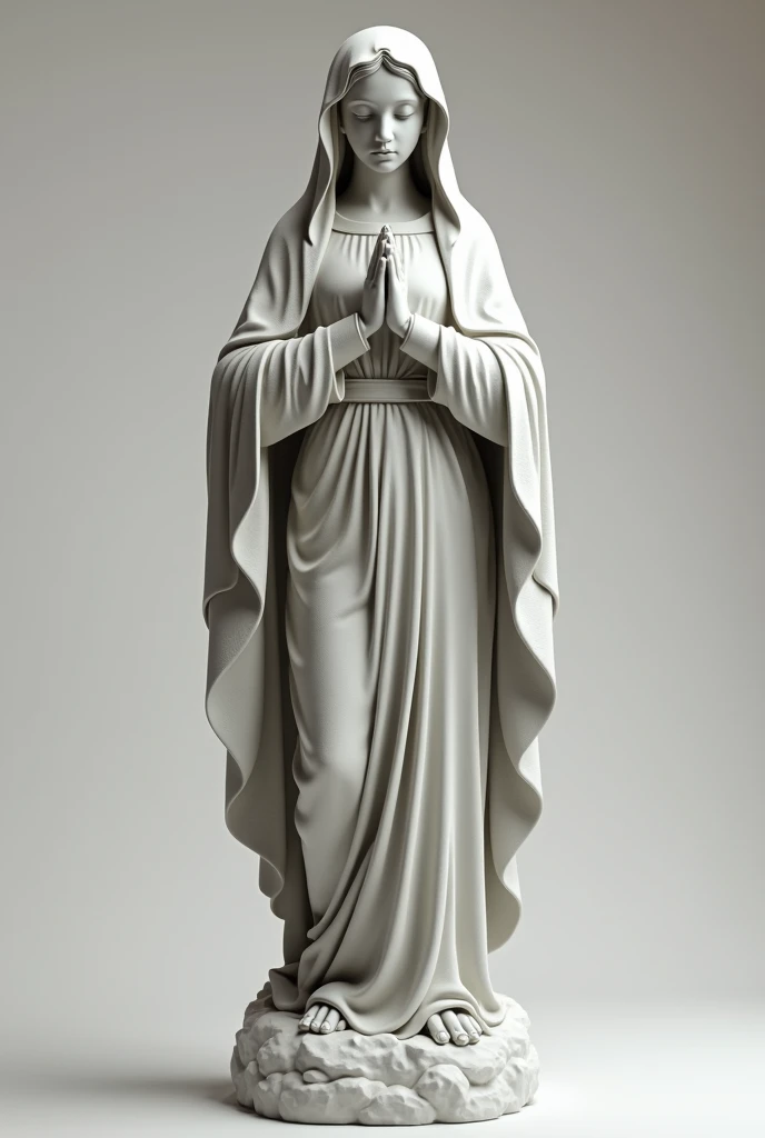 A pure and beautiful full-body statue of the Virgin Mary
