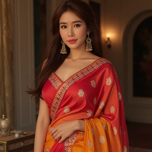 Yooinna, tight saree, deep cleavage, navel