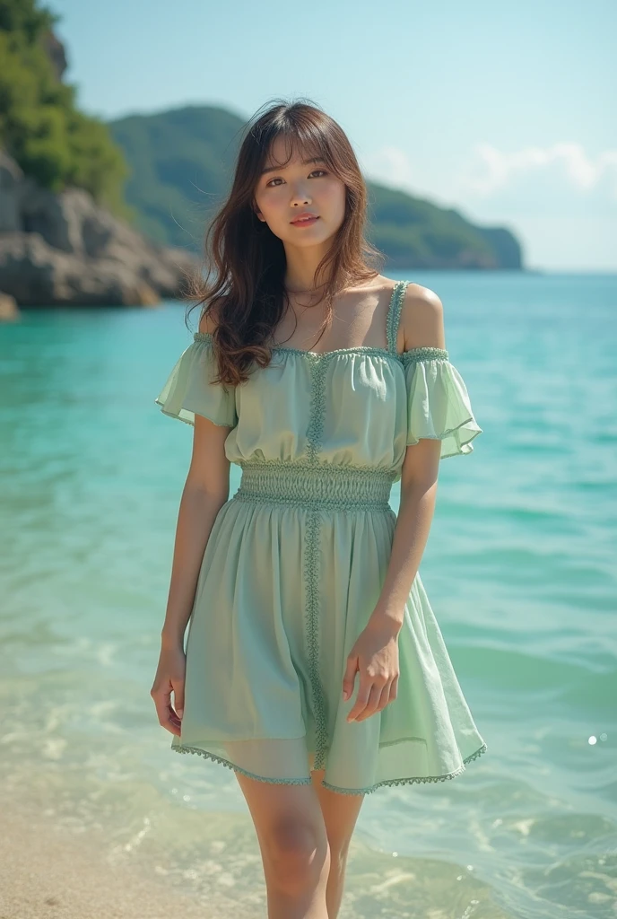 best quality,[masterpiece],((beautiful:0.75) cute girl:0.75),Professional,photo_(medium),ultra-fine painting,1girl,(long hair:1.4),outdoors,(front:1.3),(standing:1.3),seaside,cloudy sky,(cowboy_shot:1.2),braid,
<lora:add_detail:1>, <lora:Sweet girl clothes9:0.75> Sweet girl clothes9,