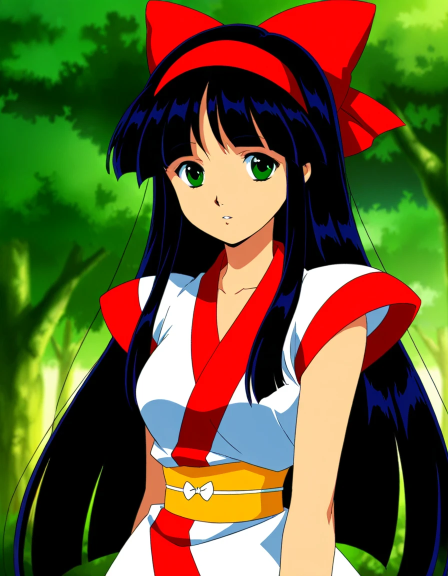 masterpiece, very aesthetic, (anime coloring, anime screenshot), official art, illustration, 
1girl, solo, solo focus, 
((nakoruru)), hair ribbon, medium breasts, 
sfw, shiny hair, 
, 
parted lips, 
, 
,