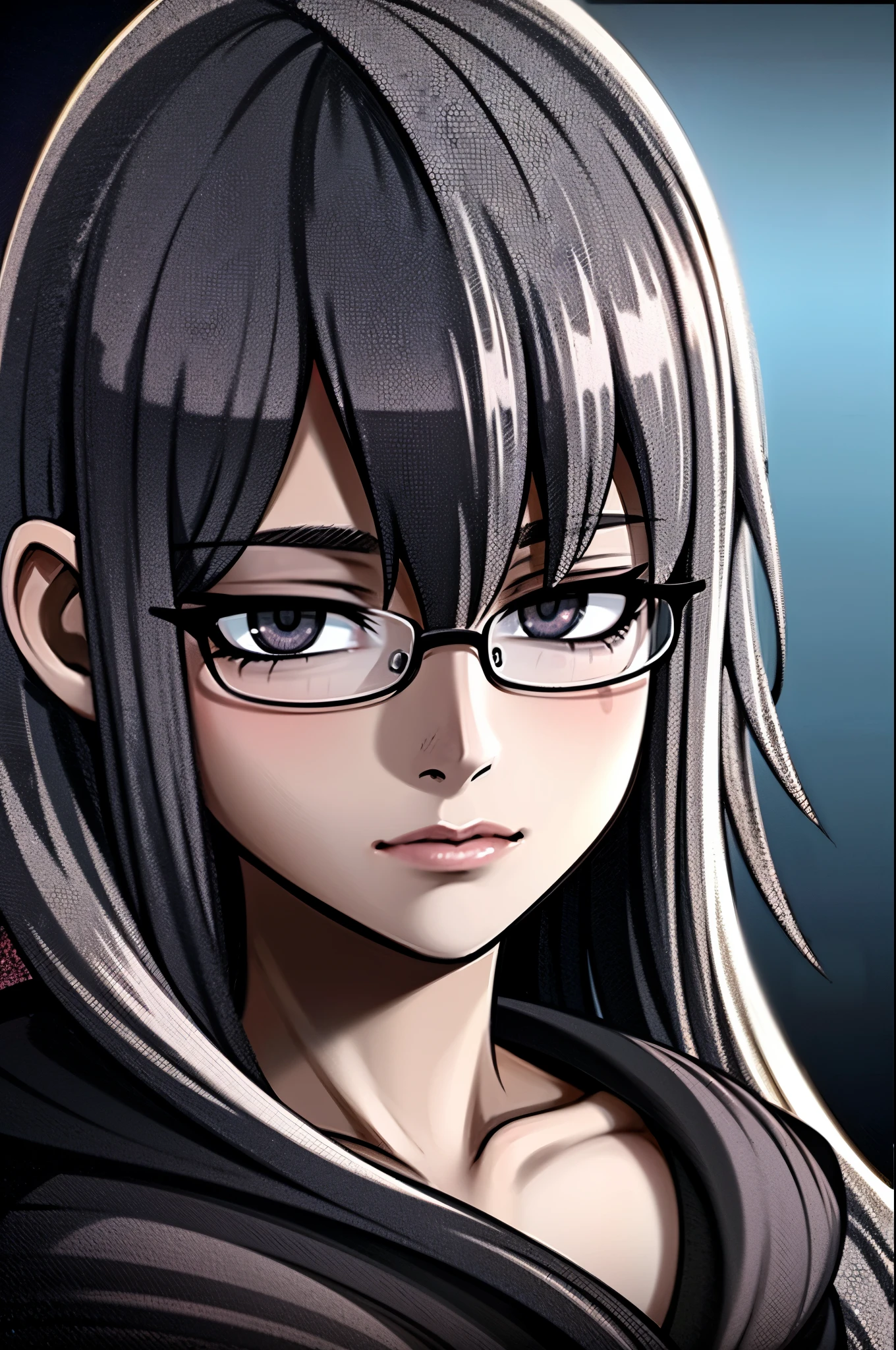 a depressed college girl with glasses, dark circles under her eyes, large breasts visible through her clothing, wearing a hoodie, intricate detailed face, realistic lighting, cinematic composition, moody atmosphere, muted color palette, dramatic lighting, photorealistic, ultra detailed, 8k, (best quality:1.2), (realistic:1.37)