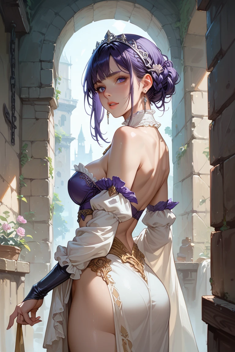((best qualityer)), ((work of art)), (detailded), a girl with lilac eyes, porcelain skin, lilac hair and princess clothes 
 