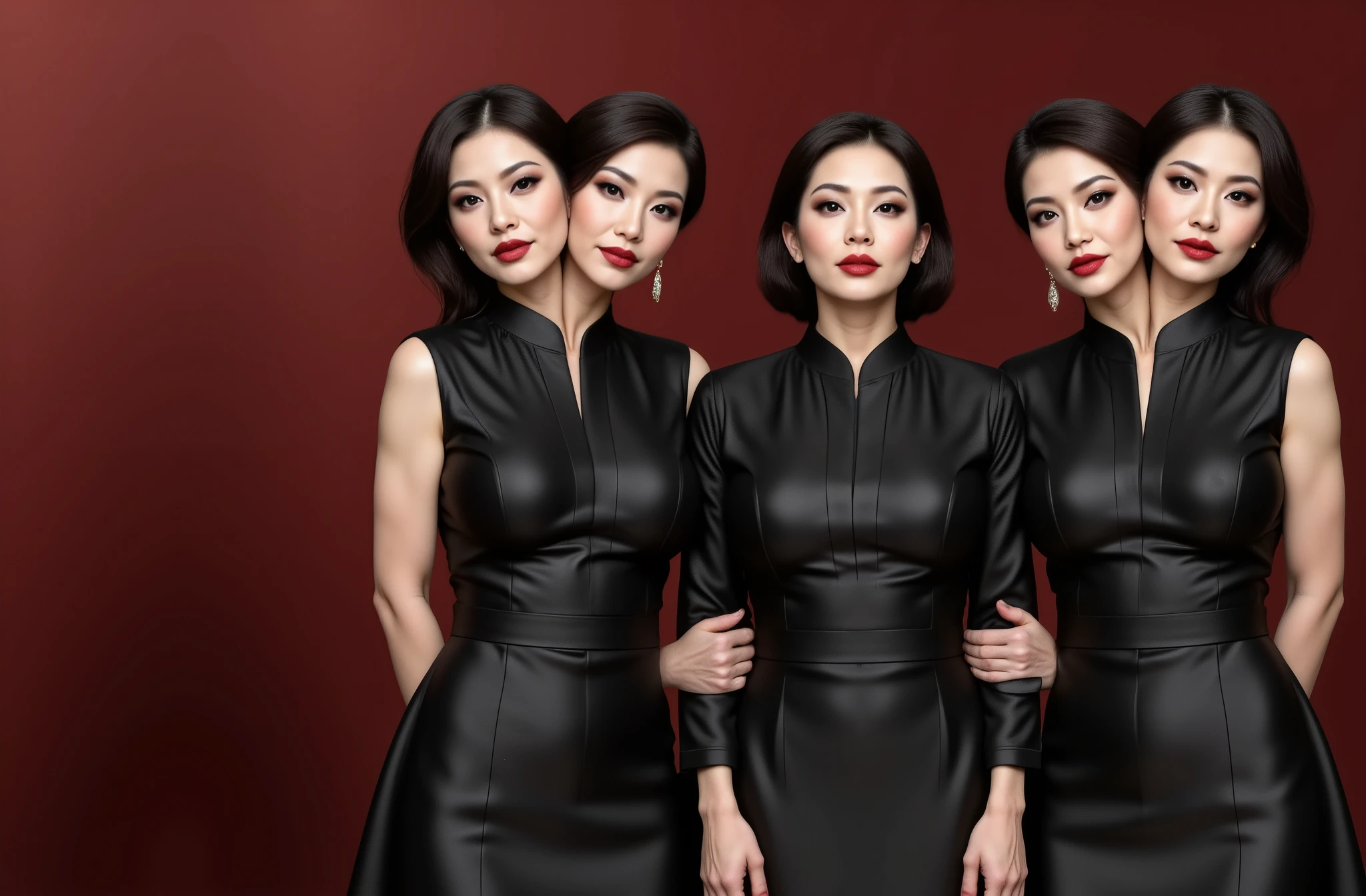 Two Heads , mature woman, ( Detailed Explanation of Hair ), ( detailed facial description ), ( Detailed Body Description ), bloomer high definition , Masterpiece, Top Quality , high detail, formal: 1.4), ( realistic : 1.2, 超 realistic な: 1.1, realistic: 1.37), ( Sharp Concentration : 1.4), teeth , physics-based rendering , wavy hair , , Unmatched Beauty at , (Ultimate beauty), ( lipstick:1.1), ( LIVE EYELINER VENUE :1.2), ( mascara), ( eyeshadow ), (48 years old,: 1.4), Japanese 、 close-up 、 :1.2、 Different Bust Sizes Seen Through {x} , kimono