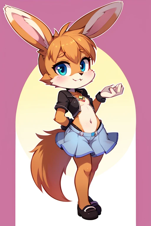 boy, squirrel, furry, bodyfur, tail, collar, bra, bottomless, gloves, boots, chibi, sparkling eyes, idol, hair bow, happy, full body, penis, testicles, kindergarten