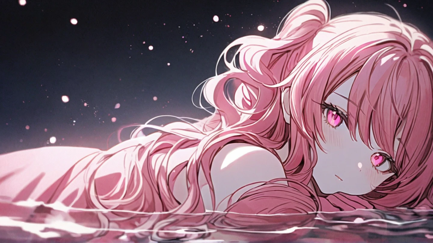 (2D Animation Style: 1.4), (Japanese Animation: 1.9), HD, (Golden Lighting: 1, 4), White Skin, Full Image Light, Horns, (Clear Eyes), White Sunlight, Hair Glow, (((Falling Rain: 1.2), Sunlight, Sun, Waves, (Water Surface), Close Up, Back, Back Turn, Glowing, Long Pink Hair, Clear Eyes, Prayer, Looking at the Girl from the Side, Side, Holy Light, (Clear Clothes), Underwater, laughter 😆😆😆😆, bubbles, (water divergence), (air divergence)