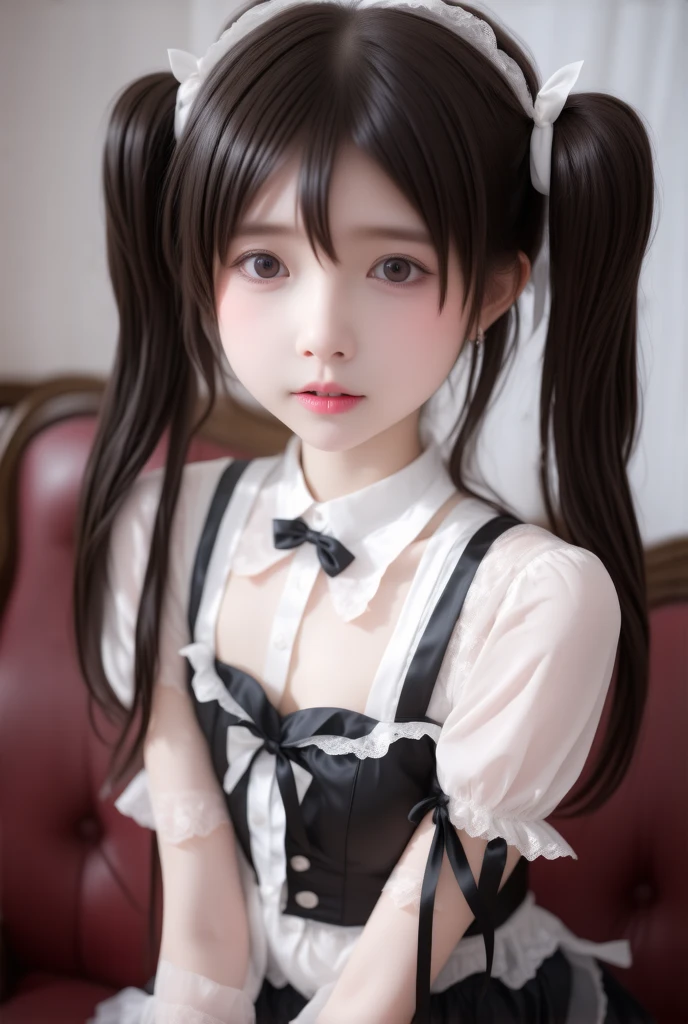 twintails, Japanese cute little loli,, small body (bodily fluids) orgasm (masturbated), bright eyes (wearing gothic_lolita,,),, huge breasts