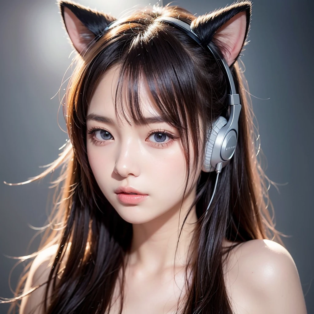 (lifelong ((Masterpiece)), ((Realistic)), 8k, (looking_at_viewer), (((extremely cute))), ((one young chinese woman)), ((small broad captivating monolid ((blue eyes)))), young Tang Yan:0.2, young Aishwarya Rai:0.1, Jade Thirlwall:0.2, young Cheryl:0.3, Angela Yeung Wing:0.1, young Ana de Armas:0.2, young Victoria Justice:0.2, young Eva Longoria:0.2, ((black hair)), ((red full lips)), ((small nose)), (((red lipsstick))), ((small eyebrows)), 23 years old, eyes like Holland Roland: 0.2, with read headset with cat ears on head, gaming girl