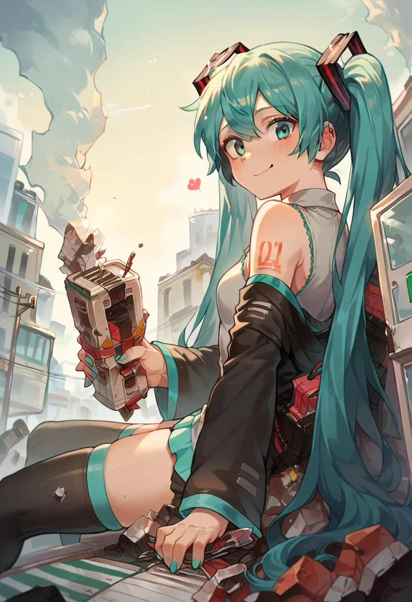  hatsune miku ,  giant_ to masturbate, The train has penetrated , City Destruction, break， masturbates,By bus ，  cute face，  viewer ，，mischief