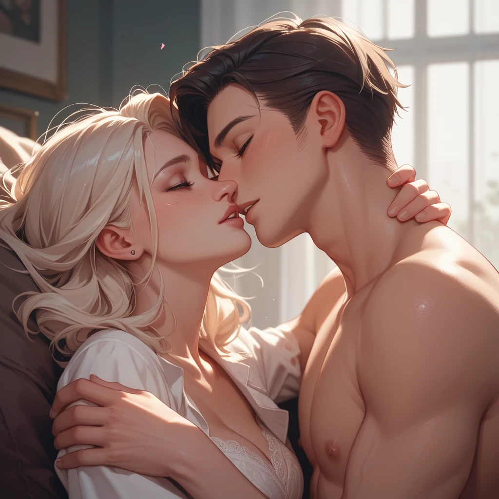 (best quality,ultra-high-detailed:1.2),realistic,detailed,??????,passionate,artistic,love,romance,soft focus,beautiful lighting,blurred background,emotional connection,gentle touch,intimate moment,sensual atmosphere,young,lovers,embrace,tangled limbs,tender kiss,whispered words,exquisite composition,vibrant colors,subtle shadow,pink and purple tones,soft skin tones,long flowing hair,feminine beauty,muscular physique,moment frozen in time,quiet intimacy,pleasure,moment of surrender,two bodies entwined,intense pleasure,unapologetic erotica,art of love,breathtaking beauty,seductive pose,unforgettable memory,treasured artwork, ????????