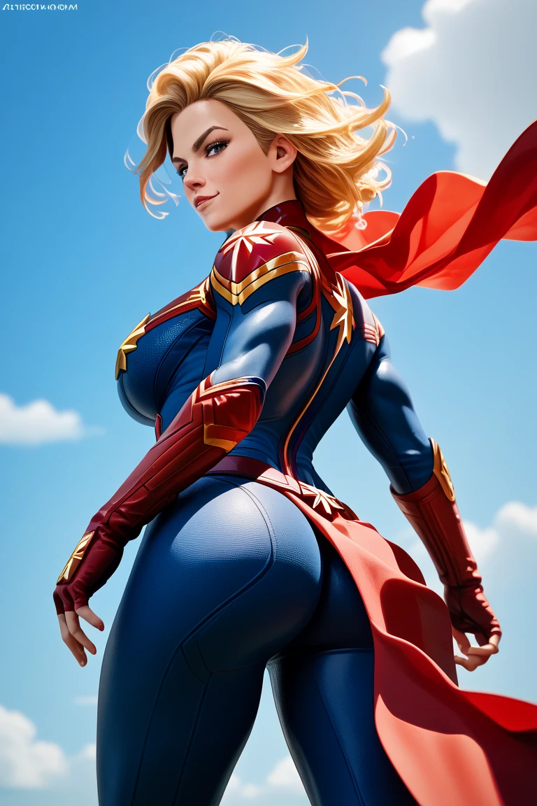 Masterpiece, Massive female bodybuilder, Huge :2, domino mask, american flag print, striped bodysuit, red cape,starandstripe, antenna hair
