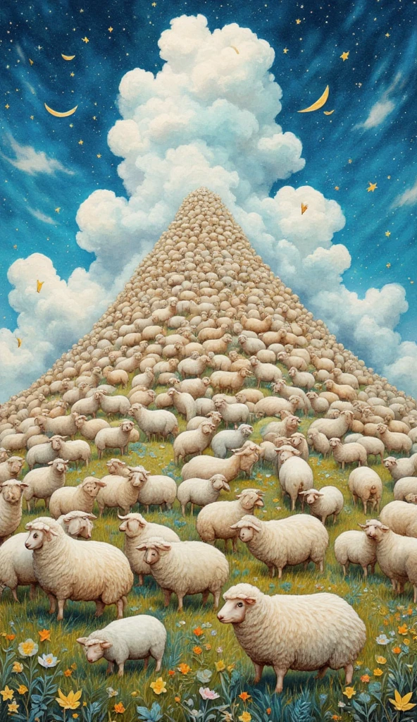 (masterpiece:1.3, UHD:1.2, highres:1.3, top quality, clarity:1.3), 1000 sheep:1.3, many cute sheep:1.3, cute:1.3, Build up:1.3,Top of screen "1000thanks", it's piled up like a mountain, 8k wall paper:1.3