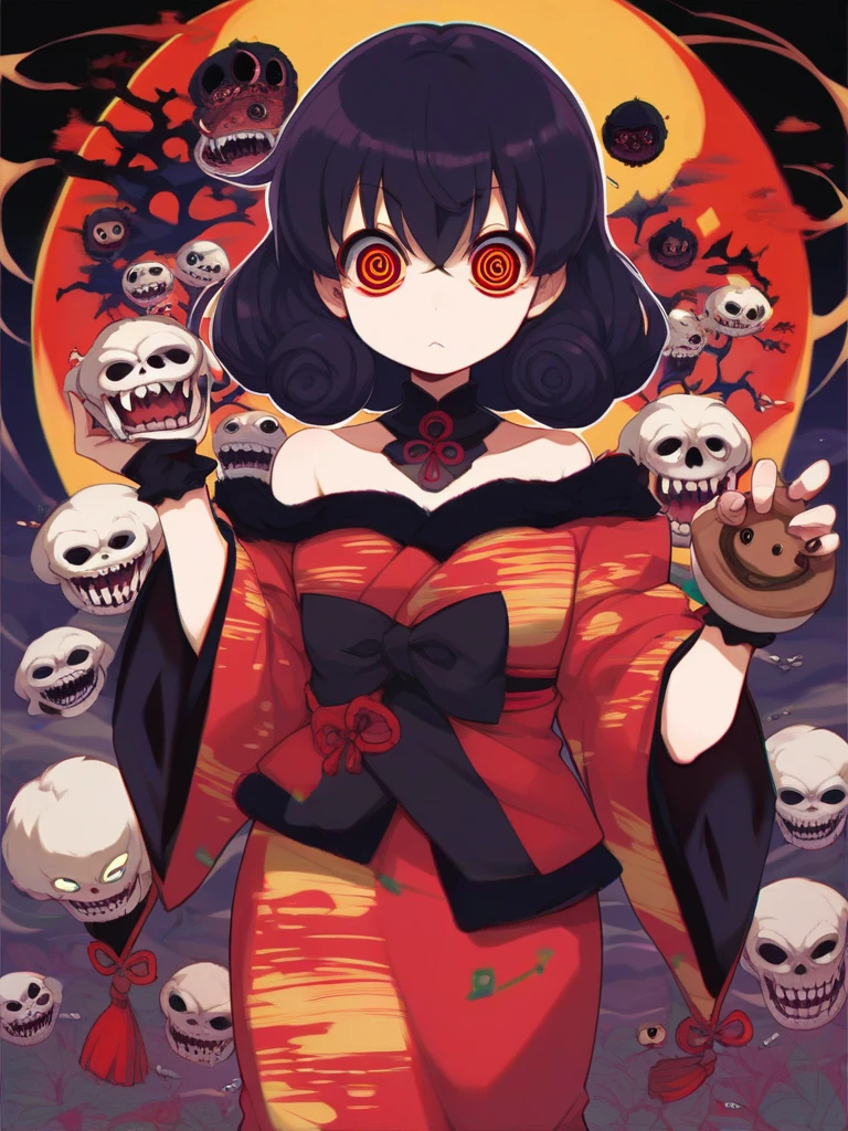 (((Katsushika Hokusai))), ((Skeleton)), Horror elements
