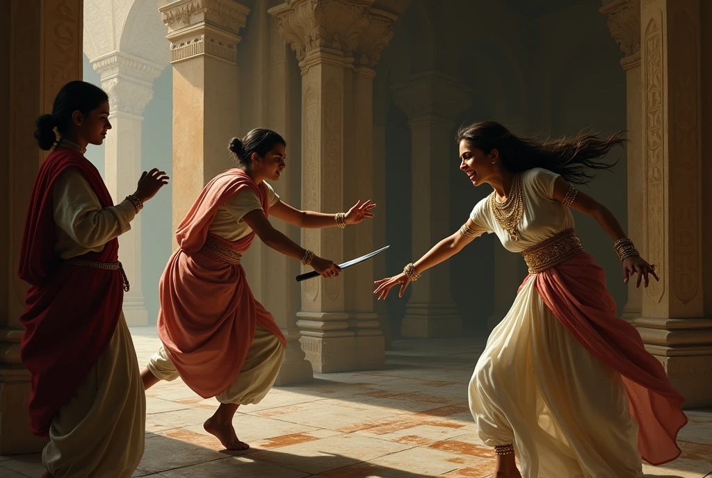 "Chun-Li and Rose are engaged in an intense fight, depicted in a realistic 1950s style. Chun-Li is in her traditional blue qipao with spiked bracelets, her hair in buns with white ribbons. She is performing a high kick, her expression focused and fierce. Rose, dressed in a flowing purple dress with a yellow scarf, is countering with a powerful Soul Power move, her hand glowing with energy. The setting is an old, dimly lit boxing gym, with wooden floors, worn-out punching bags, and a few spectators in vintage clothing, watching in awe."