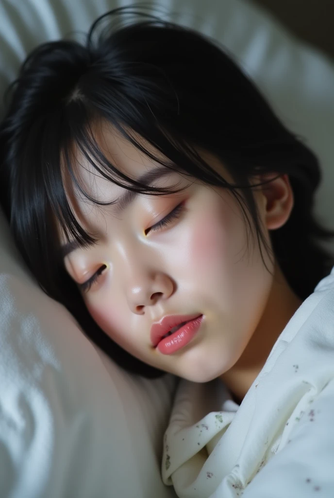 there is a woman laying in bed with a pillow on her head, on my bed, with cute - fine - face, sleepy expression, cute face, shot on nicon camera, she has a cute face, pretty face, bored expression, lying in bed, posing in bed, 1 8 yo, gemma chen, taken with the best dlsr camera