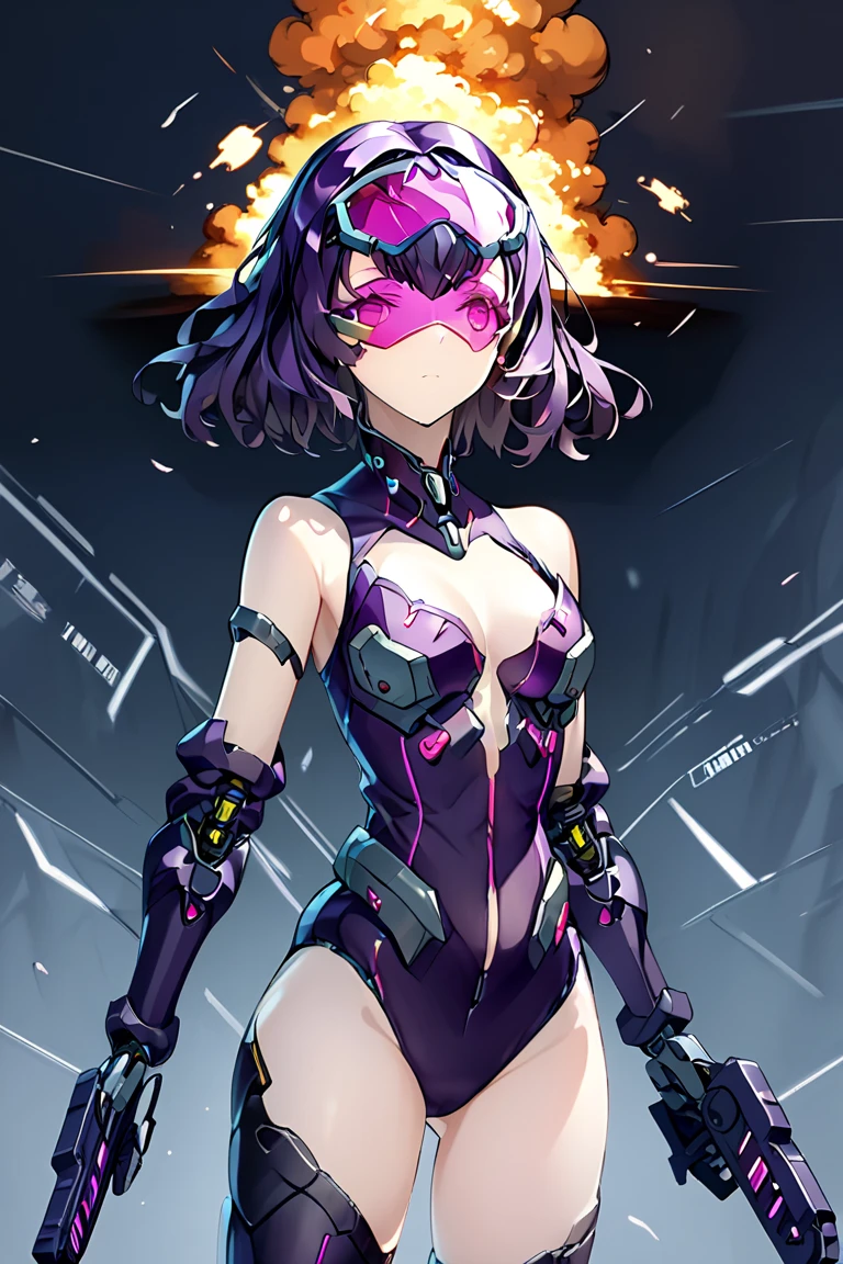 A WOMAN, BEAUTIFULL FACE, HUGE BOOBS, RGB, WHITE, GOLD, PURPLE, MECHA ARMOR FULL SUIT, (CLEAVAGE), TRANSPARANT, TALL LEGS, STANDING, SEXY BODY, MUSCLE ABS.