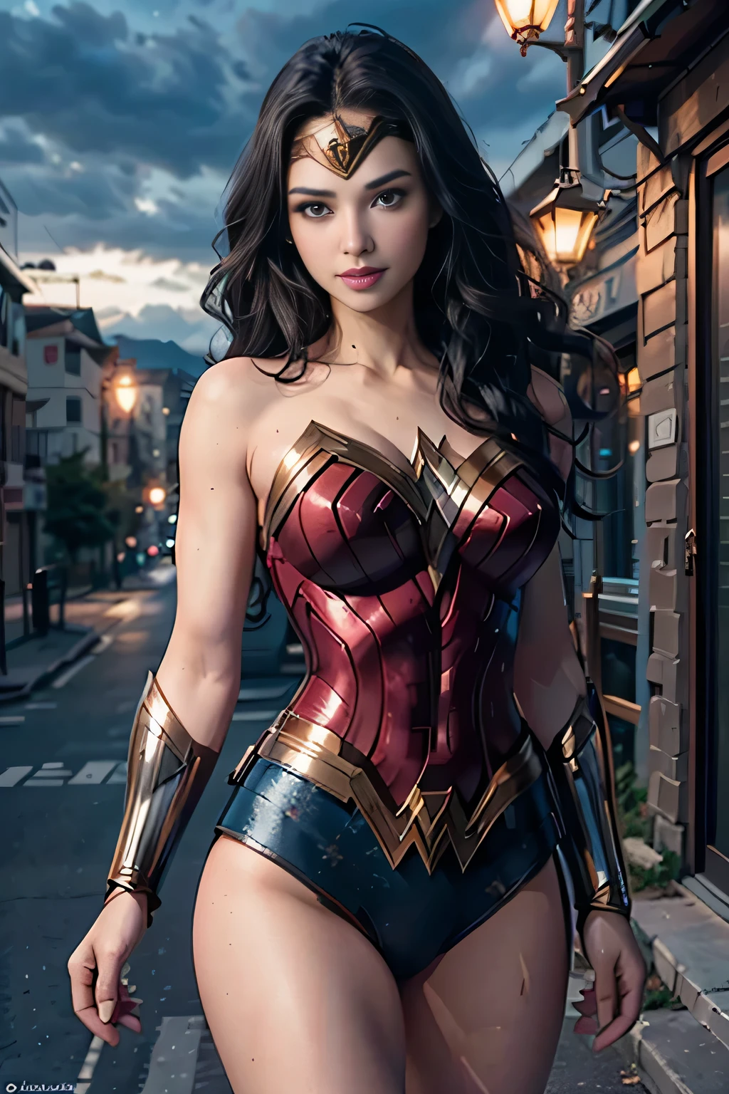 (1girl:1.3), solo, __body-parts__, official art, unified 8k wallpaper, super detailed, beautiful and aesthetic, beautiful, masterpiece, best quality, raw, masterpiece, super fine photo, best quality, super high resolution, photorealistic realism, sunlight, full body portrait, amazing beauty, dynamic pose, delicate face, vibrant eyes, (from the front), she is wearing Wonder Woman, red and black color scheme, spider, very detailed abandoned warehouse background, Detailed face, detailed complex busy background, messy, gorgeous, milky white, highly detailed skin, realistic skin details, visible pores, sharp focus, volumetric fog, 8k uhd, DSLR, high quality, film grain, fair skin, photo realism, lomography, huge metropolis in future dystopia, seen from below, translucent