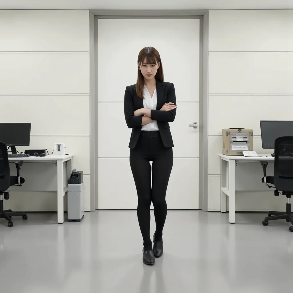 (RAW photo, real photo, high quality, masterpiece), 1 woman, empty office,  