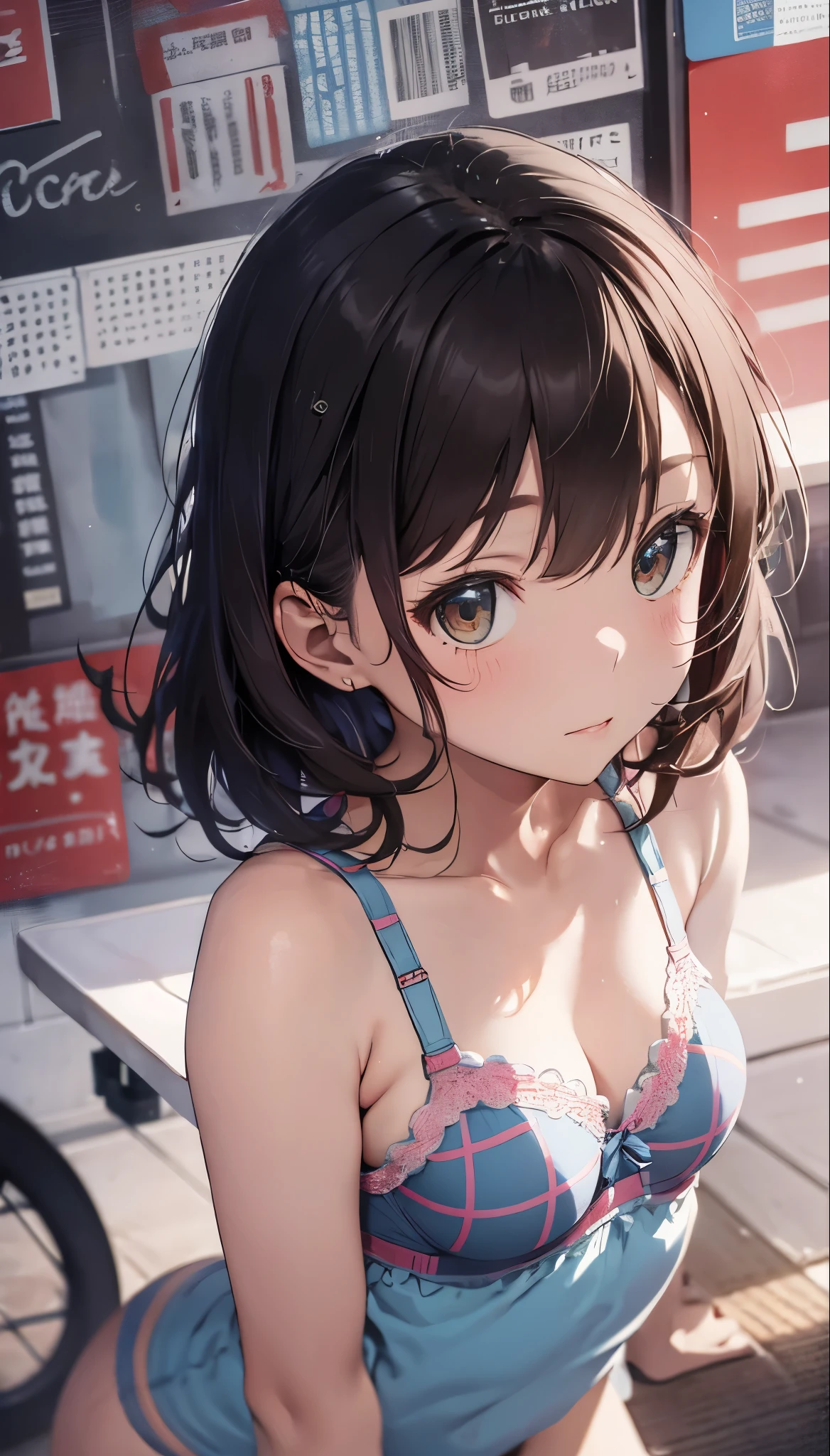 nsfw:1.2,1 Girl, alone, colorful, Realistic Skin, Attractive eyes, (18-year-old:1.2), student, beautiful, cute, (Perfect body:1.2), (Realistic anatomy:1.2), Japanese Idols, (K-POPアイドル:1.2), Realistic photos, RAW Photos, 4K, Fujiflim, Film Grain, (Cinema Lighting:1.4), Ray Tracing, (perfect stop temporarily:1.2), Hyper Detail, finely, Intricate details, Dolby Vision, stop temporarily,(((Very white skin、It has a white-like transparency、Wearing a small tank top、biologically correct stop temporarily、Casual stop temporarily that reveals panties、place your hands on the floor behind you、Wear plain white cotton side-string thongs with no embellishments,Focused gaze、areola is a beautiful pink color、Sitting cross-legged、Huge Breasts、))),High leg panties,pubic hair,Put your panties aside,(((下着の薄い素材をfinely描写、Detailed depiction of wrinkles in underwear、Detailed depiction of the pubic bulge、Detailed beautiful eye description)))、Long nipples