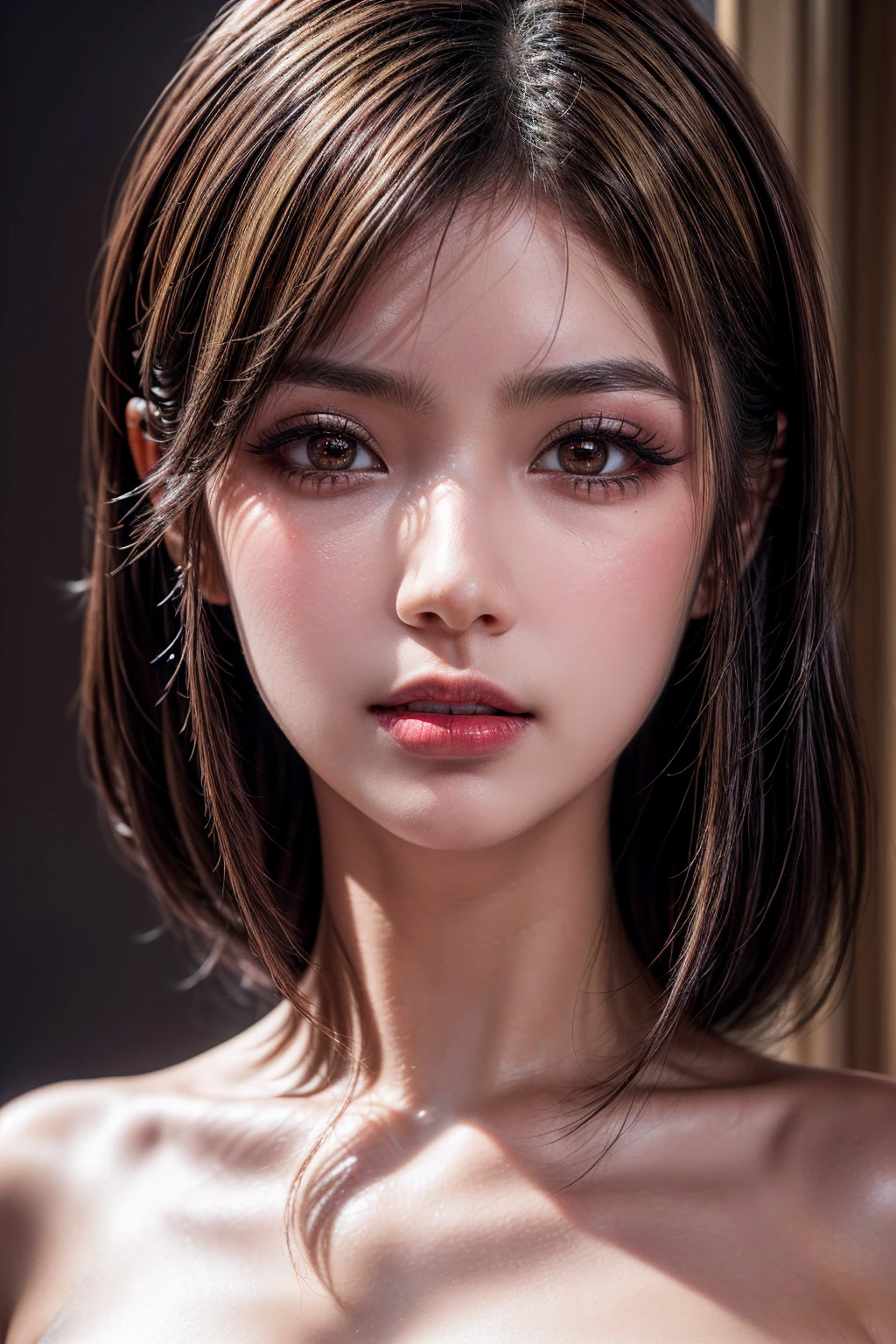 (8k, RAW photo, photorealistic:1.25) ,( lip gloss, eyelashes, glossy finish, glossy skin, best quality, super high resolution, depth of field, chromatic aberration, caustics, wide light, natural shadow, Kpop idol) look with serenity and goddess-like bliss to the spectators,