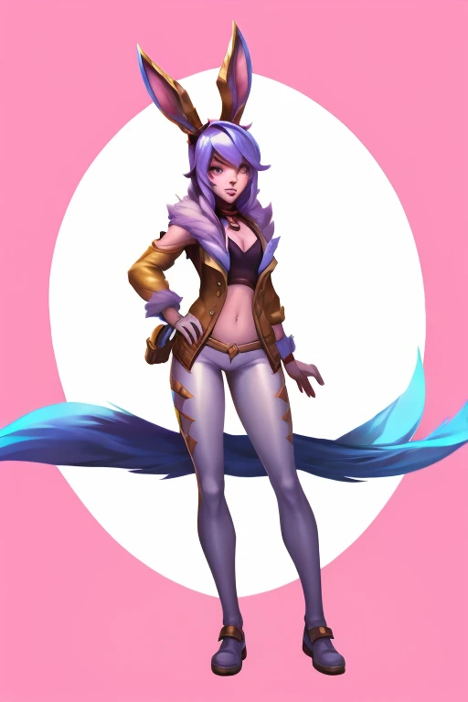 Female furry teenager fusion sara the Bunny jinx akali and ahri kda league of legends tiny toons adventure style 