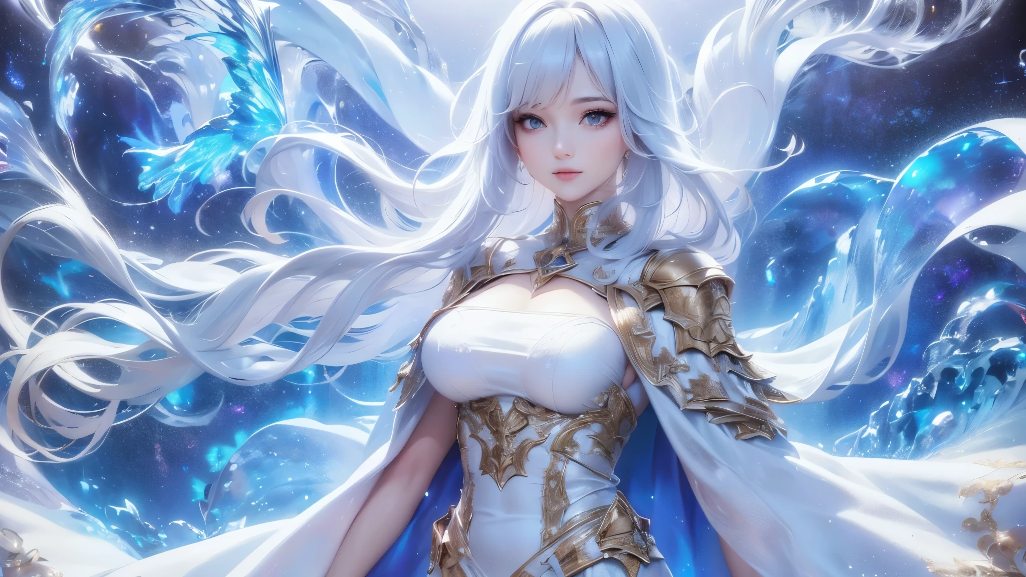 ((masterpiece)), ((( best quality))), (( Very detailed)), ((shape)),[ Realistic Light Effects ],shadow,( Fantasy Style ),(White background:1.6), simple background, (Earth Theme),(Cape)[(Hair Focus,(( one girl )),[( Big Slime Hair ): (Cloud Hair):0.3], (Background Hair ),( high saturation ),( Hair Surrounded by Galaxy Splash),)):(( Her Hair Is Made of Galactic Clouds ,:1.27628), ( Her Hair and Clothes Are Galactic Clouds and Star Clusters :1.1025),(Cape is becoming galaxy clouds)

