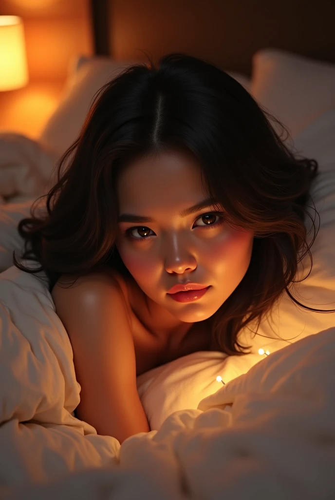 (1girl,15yo,tempting,graceful,beautiful,detailed eyes,detailed lips,extremely detailed face,longeyes,lashes,in tiny tight revealing pajamas:1.2,cleavage:1.3,almost all her exposed,recently gained her womanly curves,laying on her tummy across the bed,((beautiful round ass visible)),provocative,suggestive,teasing,((staring down at his bulging crotch, reaching for the bulge, trying to touch the bulge)),knowing he is aroused by her,intense desire,(biting her lip:1.3),bedtime,daddy,mature themes,sensual,erotic,coy,blushing,embarrassing:1.2,photorealistic,4k,high quality,highly detailed,cinematic lighting,dramatic,warm color tones), (((viewer's bulging crotch visible in the bottom corner of the frame)))