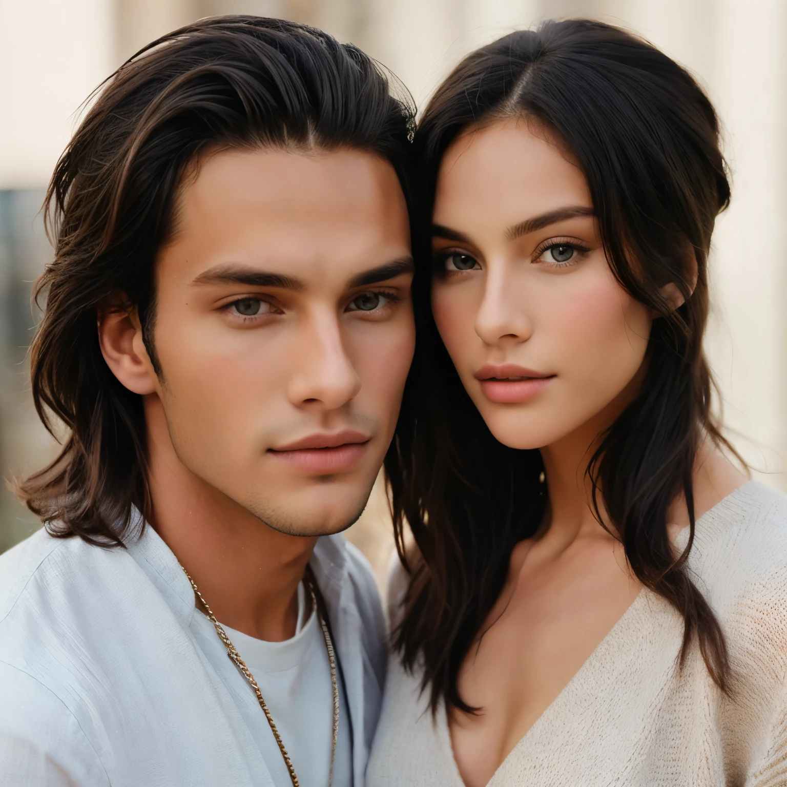 A modern couple with beautiful faces