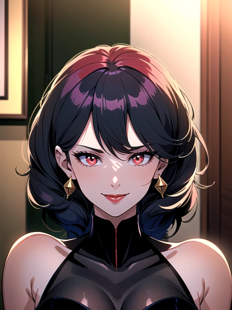 (Masterpiece, Best quality, 16k, high res: 1.2), A gorgeous widow with a gorgeous black mesh covering her face and dark red lips evil smiling lewdly., masterpiece, and ultra-high resolution reveal the absurdity of this scene,