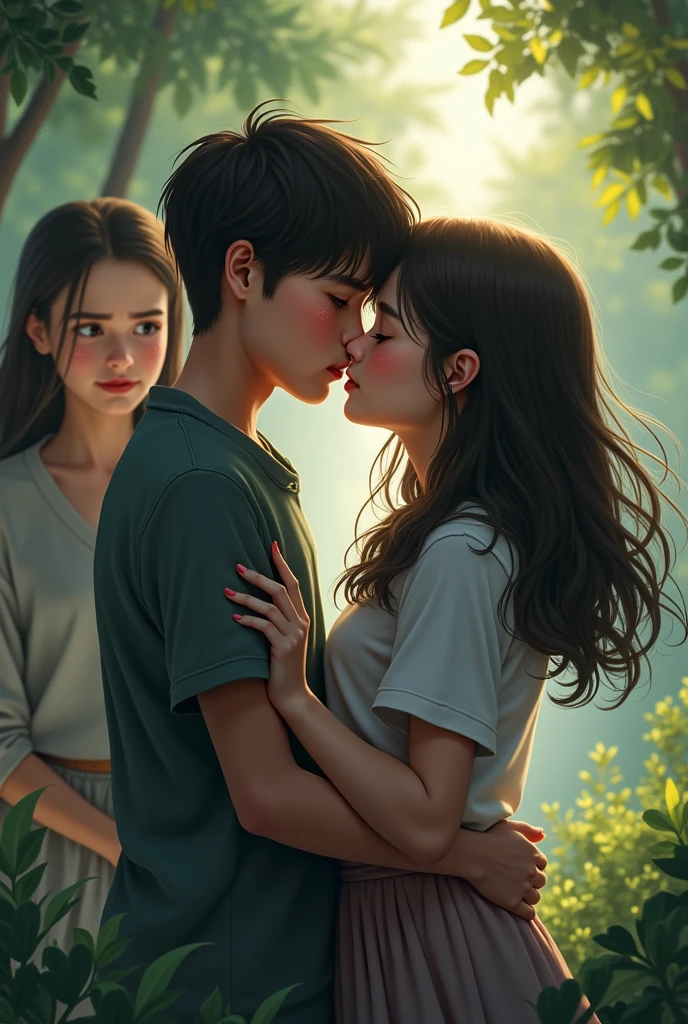 We are the sisters of one girl and one boy, and his lover is looking at his beloved from a distance with his eyes downcast.
