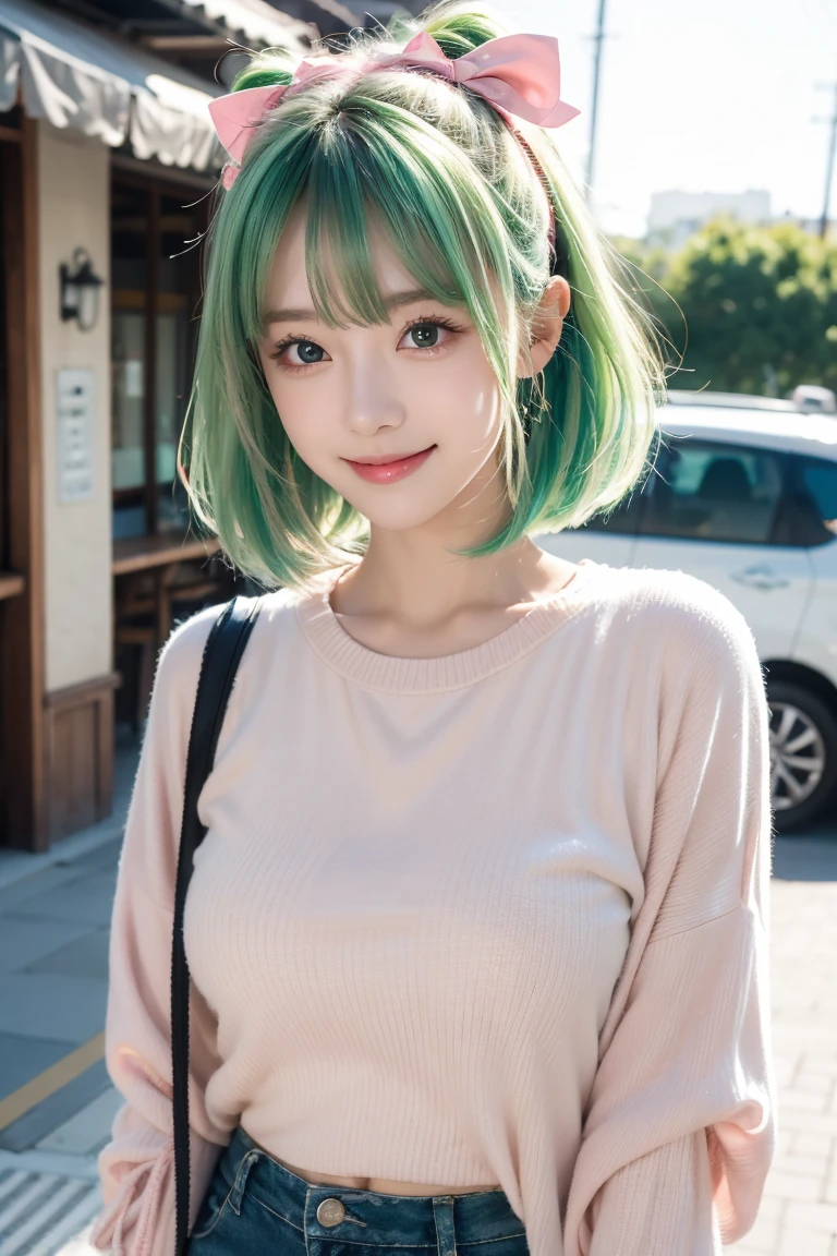  as accessories - character appearance :
  - 、 cute face
 - Light colored hair （example:  pink、green、 or green ）
   - big eyes and smile

- Clothes :
   - Toyoko s Casual Outfit
 - As an accessory、Colorful Hair Bands and Bracelets 

