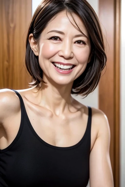 ((Best Quality, 8K, Masterpiece: 1.3)) ,1woman, a tall and beautiful woman, ((fat body:1.2)),((full body:1.2)), dark brown hairstyle, short hair, Shiny tight silk purple and black leggings, see-through sports bra, without any posture movements, standing straight, highly detailed face and skin texture, detailed eyes, double eyelids, smiling, stadium
