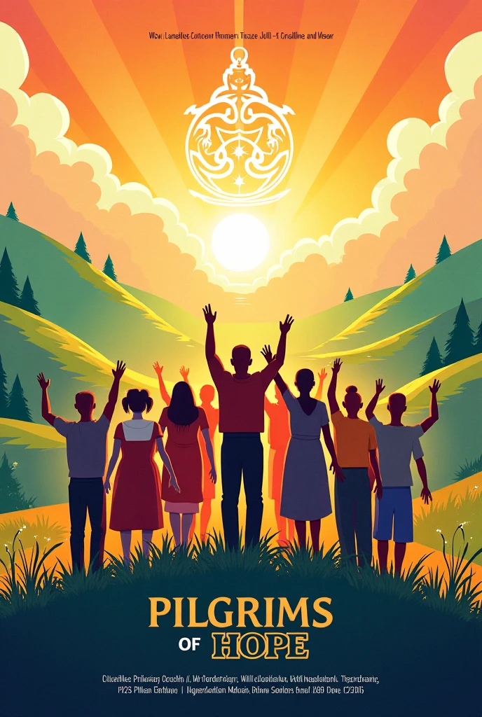 Poster for a 2025 Pilgrims of Hope theme party