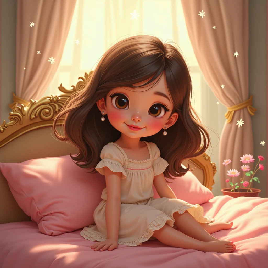 pretty，，Disney style，on the bed，Getting up in the morning，Gentle light