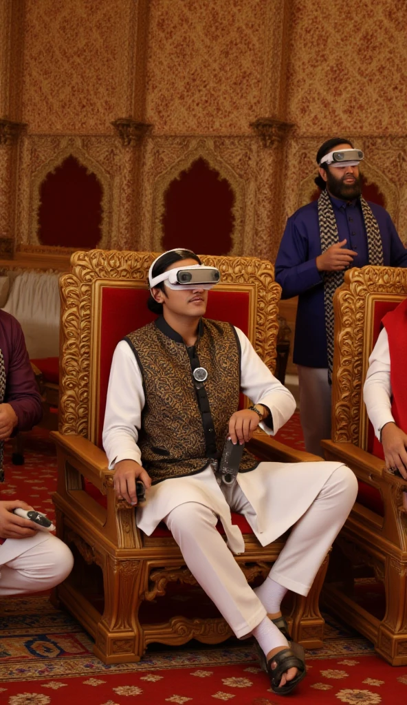 Indian men in a palace playing VR games