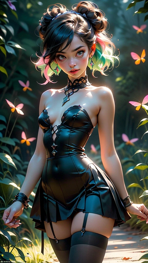 A goth fairy with green neon highlights