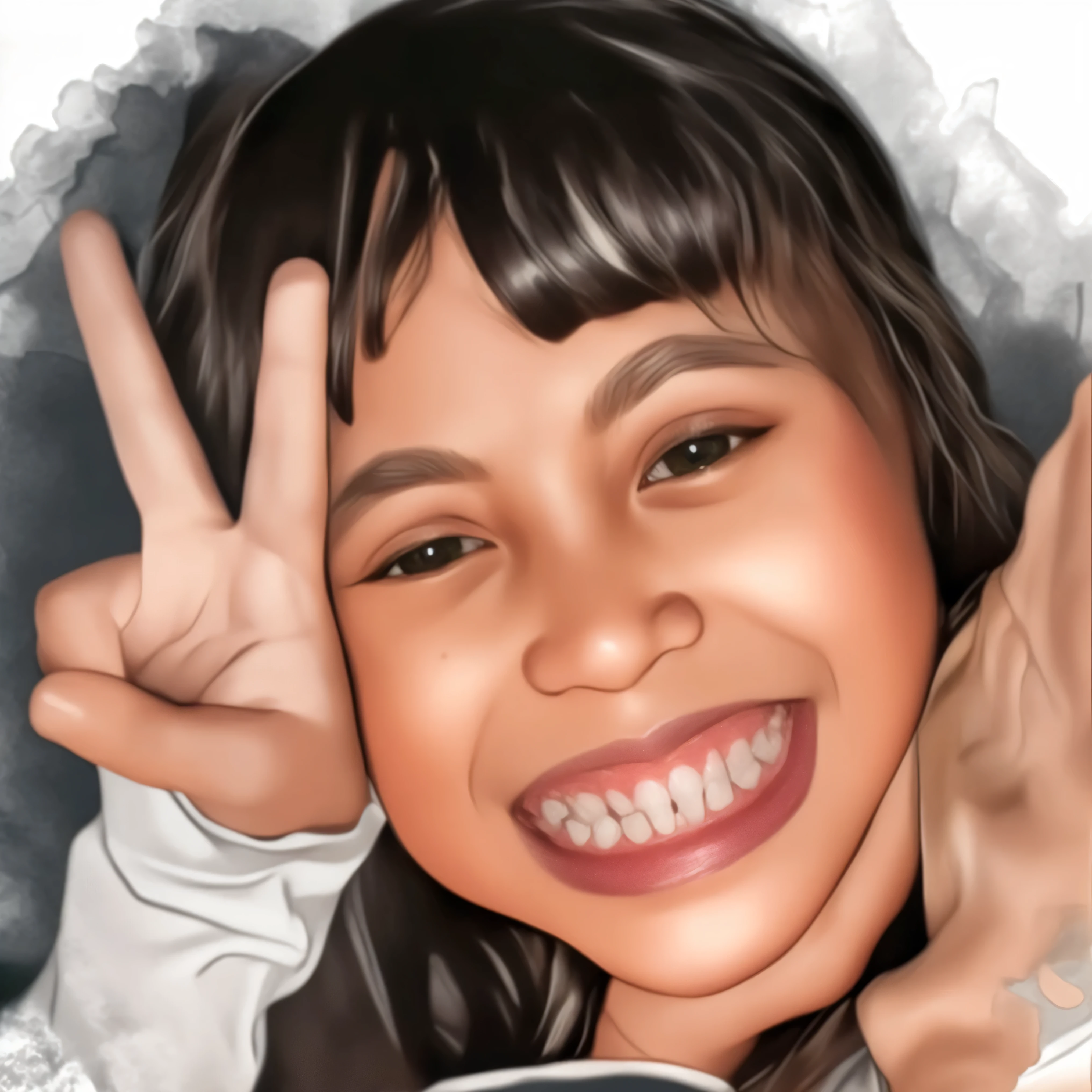 smiling girl in car seat with white shirt and white shirt, cartoon portrait, cartoon digital painting, kawaii realistic portrait, 🤤 girl portrait, realistic portrait, high quality portrait, realism artstyle, close up potrait, digital portrait, digital illustration portrait, detailed illustration portrait, realistic cute girl painting, #1 digital painting of all time, detailed color portrait