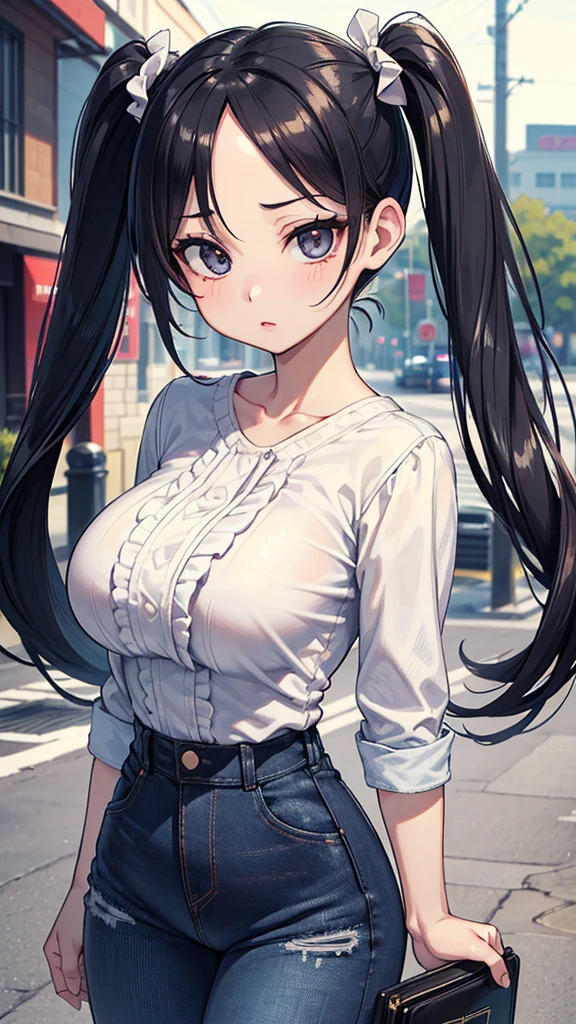 masterpiece, best quality, high resolution, extremely detailed, detailed background, cinematic lighting, 1girl, street