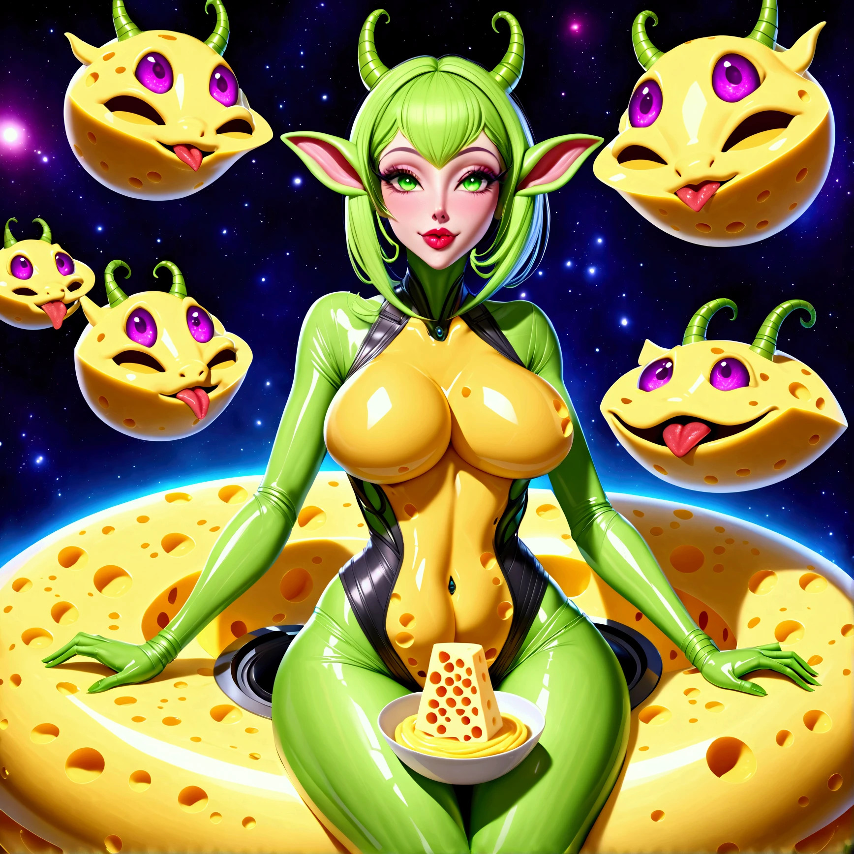 Female alienjellymilf with giant lips big eyes shiny cheesebody fully turned into shiny cheesebody,High Resolution, 3D Rendering, sexy,Large breasts, fully dressed in cheese, Alien turning humans into cheese, cheese goddeses, turns humanity into cheese, cheese, cheesing girls, transforming girls cheese, 9girl becomming cheese forever, females fully alien cheesed, everyone becomes AlienCheese, cheese legs, cheese face, cheese breast, cheese arms, shiny eyes, Looking at viewer, seductive smile, wants to have me, wants to turn me, serounded by other females that are fully 100% alienbodycheesed, cheese faces head, a.i. Makes this reallity for me, humans turned into female cheese, humans turned into femalecheese, humans fully turned into cheesefemales, seductive cheese, cheese has femalehumanbody, Alien Milfs want to breed with me, vagina, cheesedildo strapped on, Female alien turned into cheese, female aliens turned into cheese, aliens same size as humans, female cheese aliens abduct me, vacuum cheese bed, female aliens from cheese, sexy seductive cheesealiens abduct females, cheese aliens abduct me to there planet, cheese aliens are super horny, aliens are ultra horny, female alienjelly flirts with me, female alien put me in a vacuumbed, female alien encased me in vacuum bed, female alien sucked me in a really tight vacuumbed, i am a female inside a tight latex cheese vacuumbed, Alienvacuum device, Alien Milf Looking at viewer, Alien milf put me in vacuumbed, alien milf to horny wants me instantly, alien milf abducts me now, alienmilf has big lips, giant aliensucking lips, milking machine attached breast, giant fulllips milking sucking breast, machine is milking female breast, breastsucking liquidcheese from breast like a cow getting milked, alienfemale have intense big lips, intense big sucking lips that suck viewer air tight, Alien female turned viewer in cheese, viewer inside vacuumbed, AlienCheeseTongue, viewer sucked into their dimension