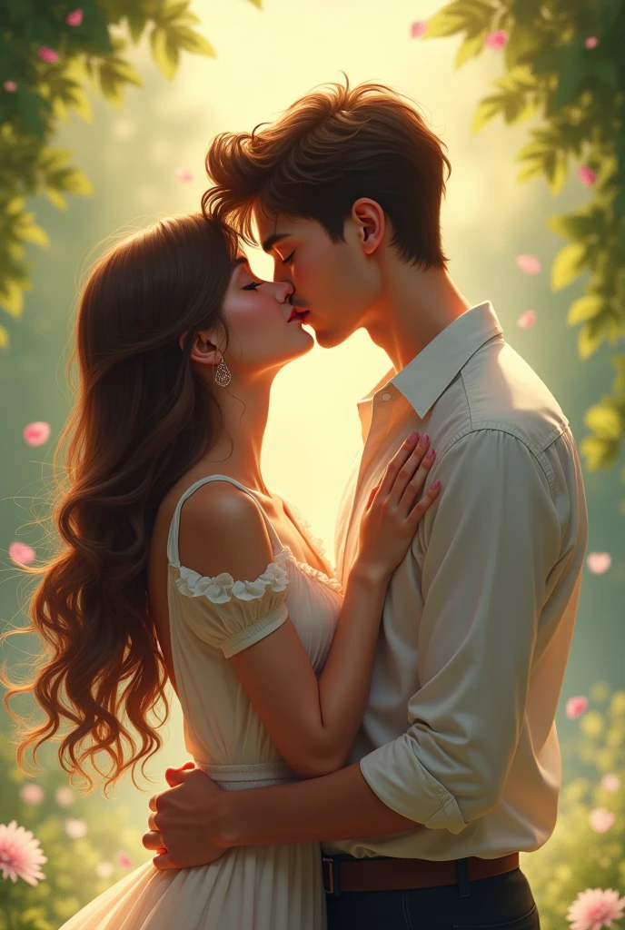 Beautiful young boys kissing romantically