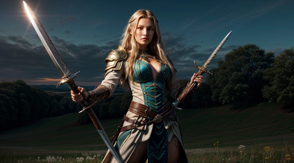 (best quality,4k,8k,highres,masterpiece:1.2),ultra-detailed, 1woman, Greek goddess Artemis, Kate Jackson, Mediterranean features and skin tone, Athletic build, wearing trousers, wide feminine hips, White hair. in the woods at night, night time, bathed in pale blue moonlight, moon, wielding a bow, wearing a quiver of arrows, on the hunt, dressed for hunting, drawn in the style of Yoshitaka Amano, HDR, 8k, absurdres, cinestill 800, sharp focus