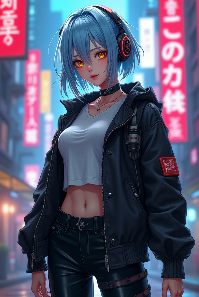 Punk girl with colorful bob cut, Smooth white skin, Innocent look, 15 years old, Ultra-high resolution, Ultra-high resolution, (Realistic:1.4), Cyberpunk Costume, Wink, A big smile, Neon lighting