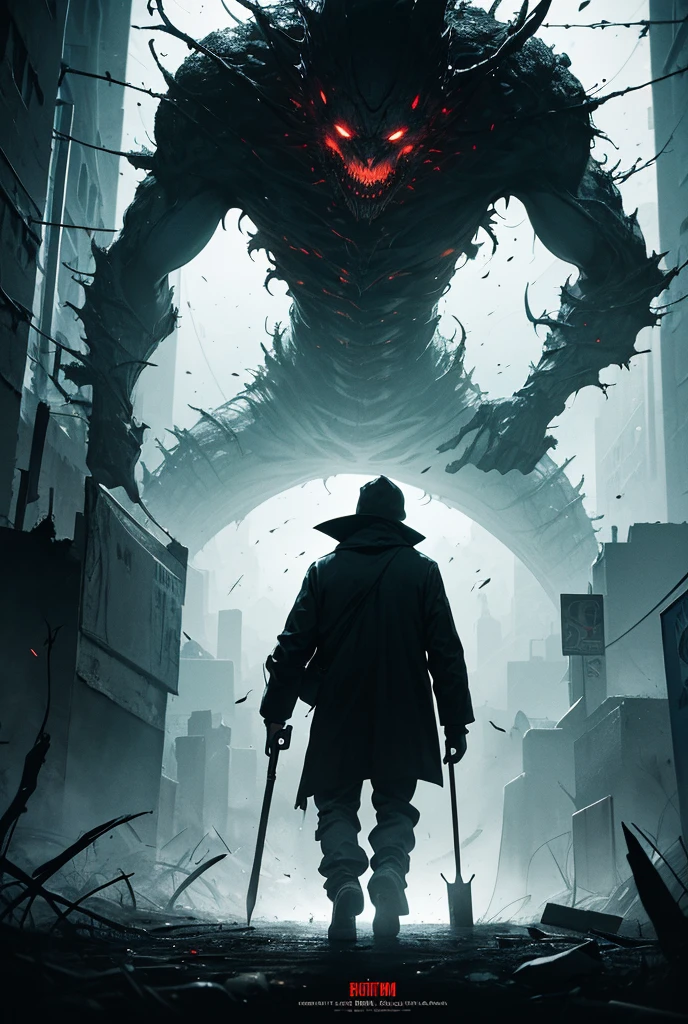1samurai,fight,(1monster),(size difference):1.4,swing sword,cast magic, ((wallpaper)):1.3, in the art style of H. R. Giger,clockwork steampunk, isometric art style, head and chest only, by Beksinski, 4k, deviantart, trending on artstation,, Eerie torchlight and abyssal energies cast a malevolent glow on the citadel s shadowy corridors , Twisted architecture and echoing passages form the battleground, while distant whispers add to the oppressive atmosphere ,A vigilant tiefling rogue stands poised, daggers at the ready, prepared to face a monstrous, abyssal guardian , ,The rogue s movements are calculated and swift, each strike aimed for the guardian s weak points , the samurai navigates the citadel with agility, using his shadowy abilities to evade the guardian s attacks and delivering precise strikes with relentless focus ,,