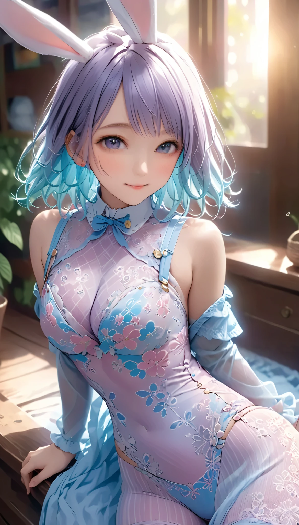 short hair, bangs, blue eyes, hair ornaments, Hair Ribbon, blunt , Both sides up, butterfly hair ornaments, skirt, No sleeve、Random color see-through kunoichi costume、Japanese see-through female samurai costume、See-through female ninja costume,, Open clothes, Collared dress emphasizes cleavage、胸の谷間のSweat is noticeable、Professional lighting light reflection、 looking at viewer, (masterpiece:1.2), Highest quality, High resolution, unity 8k wallpaper, (figure:0.8), (Beautiful fine details:1.6), Highly detailed face, Perfect lighting, Highly detailed CG, (Perfect hands, Perfect Anatomy),heavy rain、heavy rainで全身びしょ濡れ、heavy rainで全身びしょ濡れの服、High heels、 ((Perfect handsの形))、(Perfect foot shape、Embarrassed expression blushing、、Gestures to seduce a man、Obscene pose、Shining Sweat、Perfect Skin,Sweat is noticeable、太もものSweat is noticeable、、 Fair skin,Tight waist, Sweating profusely、Sweaty hair、Sweaty clothes、Sweaty、Visible sweat、rain-wet hair、A vast Western church with stained glass windows